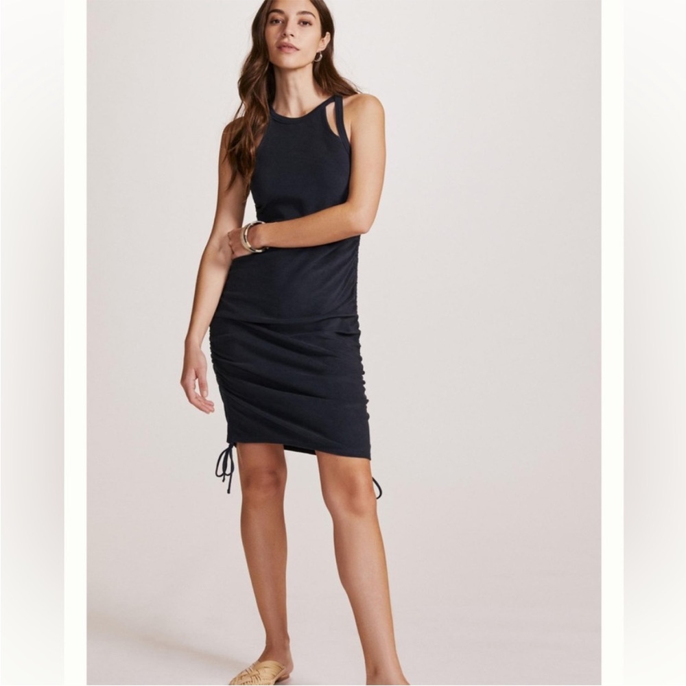 Anthropologie Daily Practice Strappy Terry Mini Dress Size 1X in Navy
